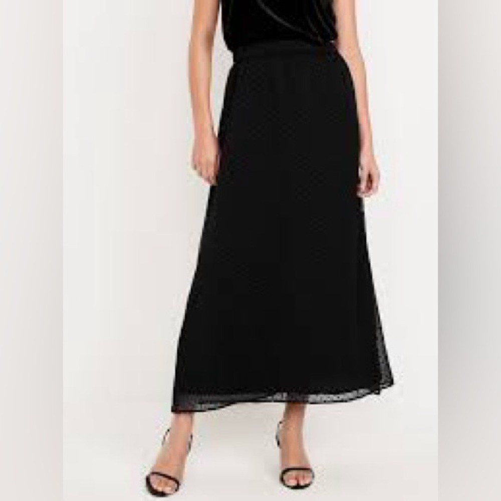 NWT Old Navy | Black Chiffon Dot Maxi Skirt Medium Tall